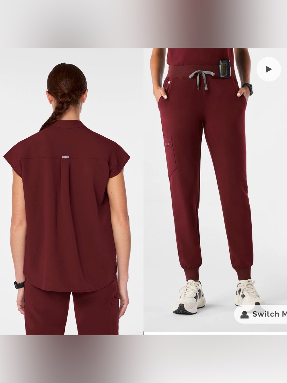 Figs Burgundy set - Rafaela top M and Zamora Jogger M tall